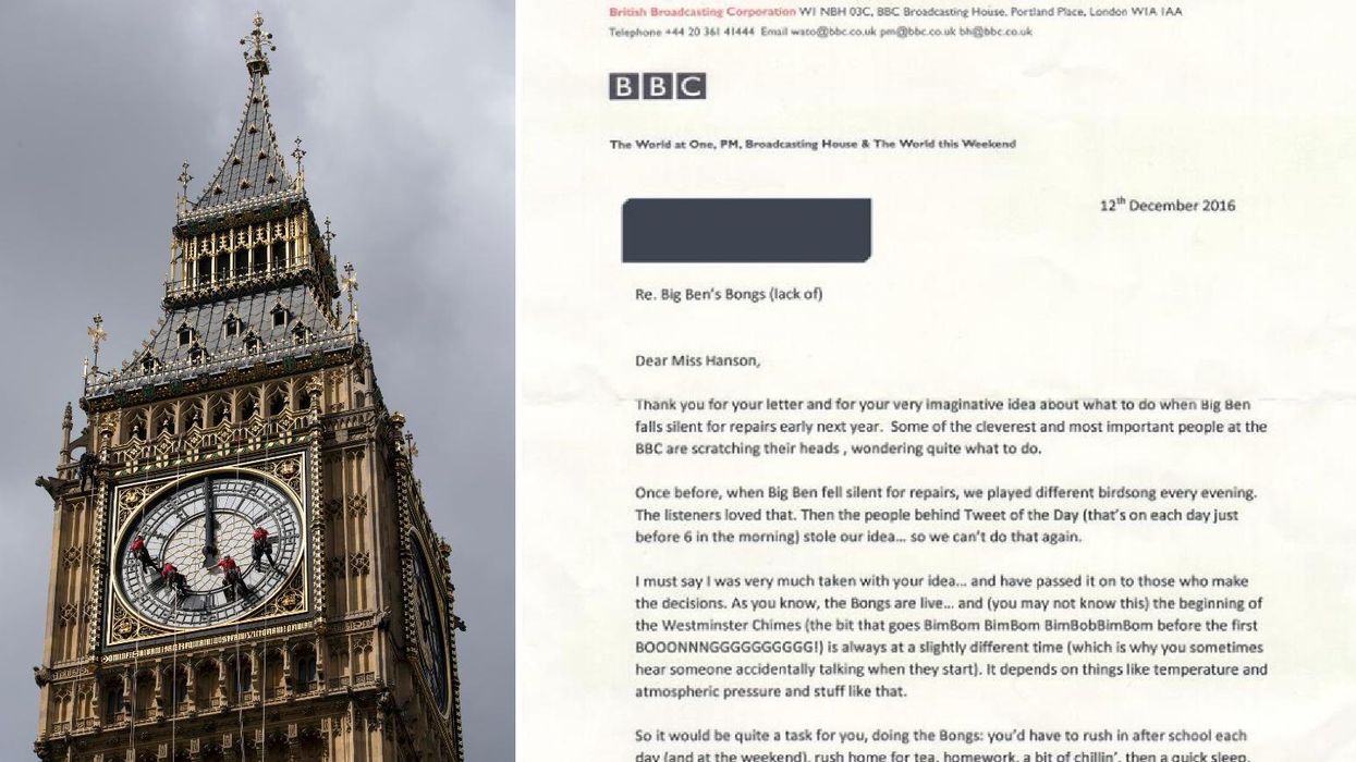 Girl offers to shout 'BONG' for the BBC now Big Ben is broken, BBC sends 'priceless response'