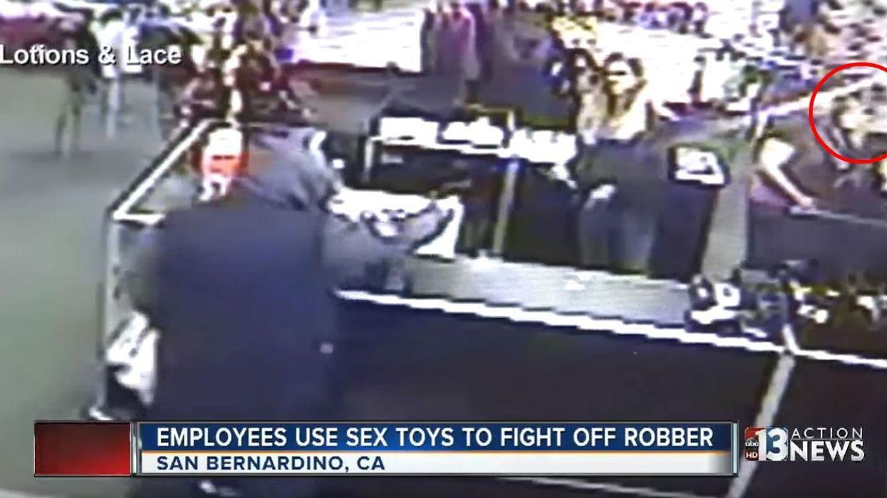 Sex shop staff used adult toys to fight off an armed robber