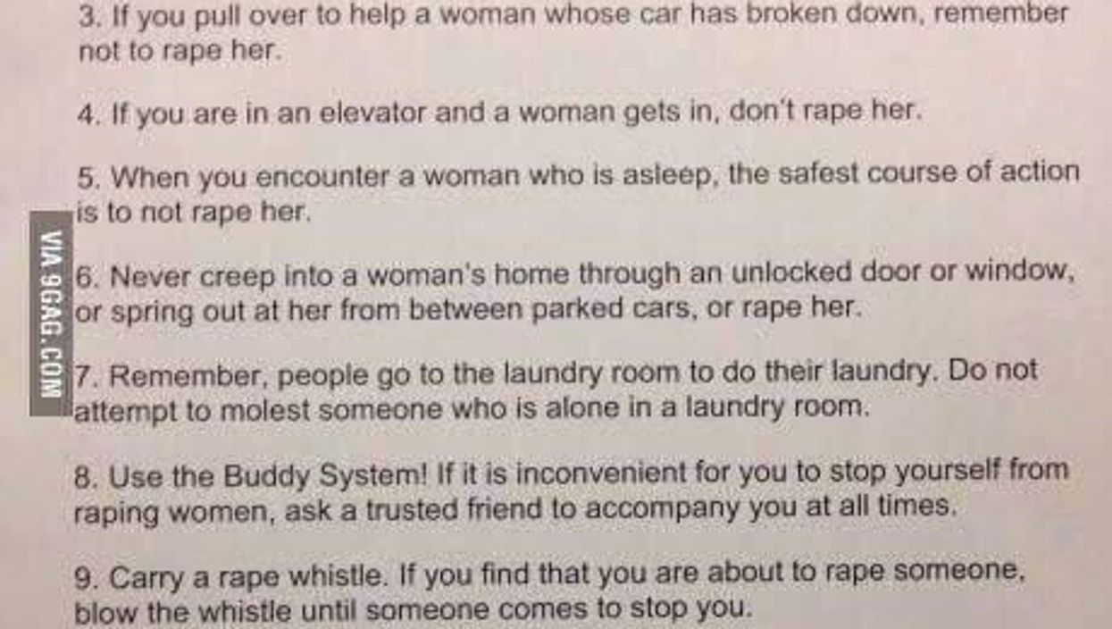 These rape prevention tips with a twist are going viral, for good reason