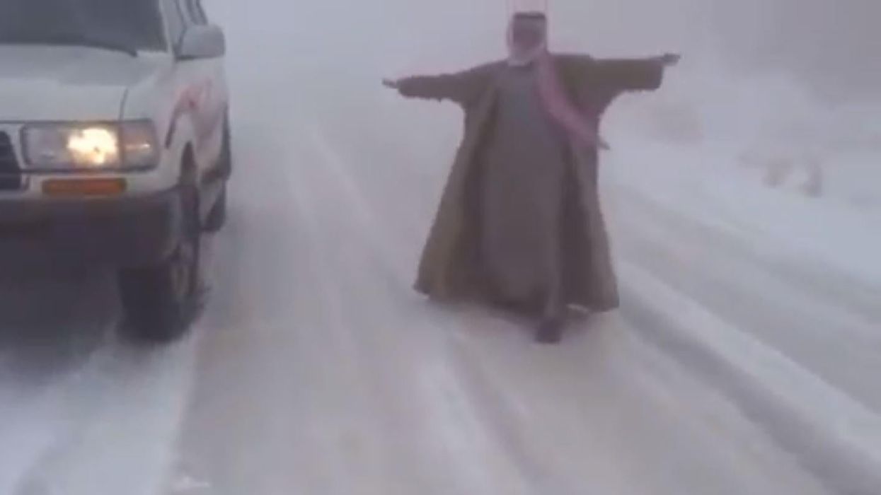 It snowed in Saudi Arabia and this guy's response was amazing