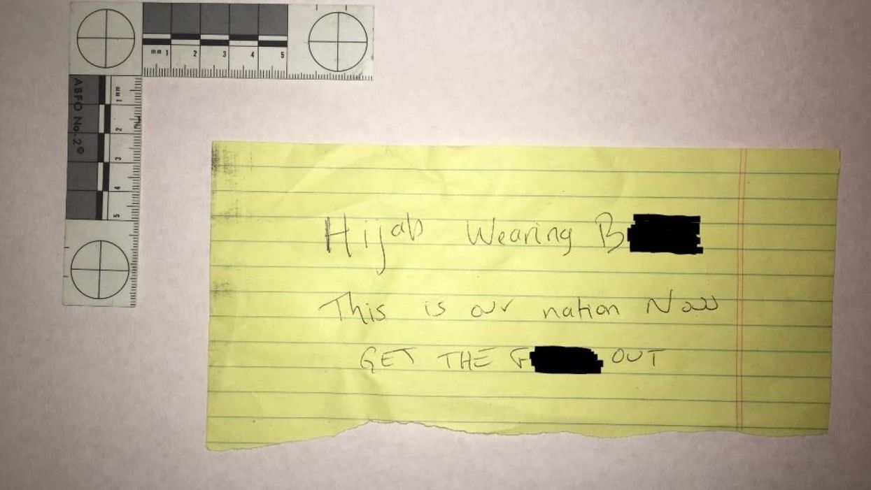 A hiker wore a bandana for sun protection. Then she found an anti-Muslim note on her car