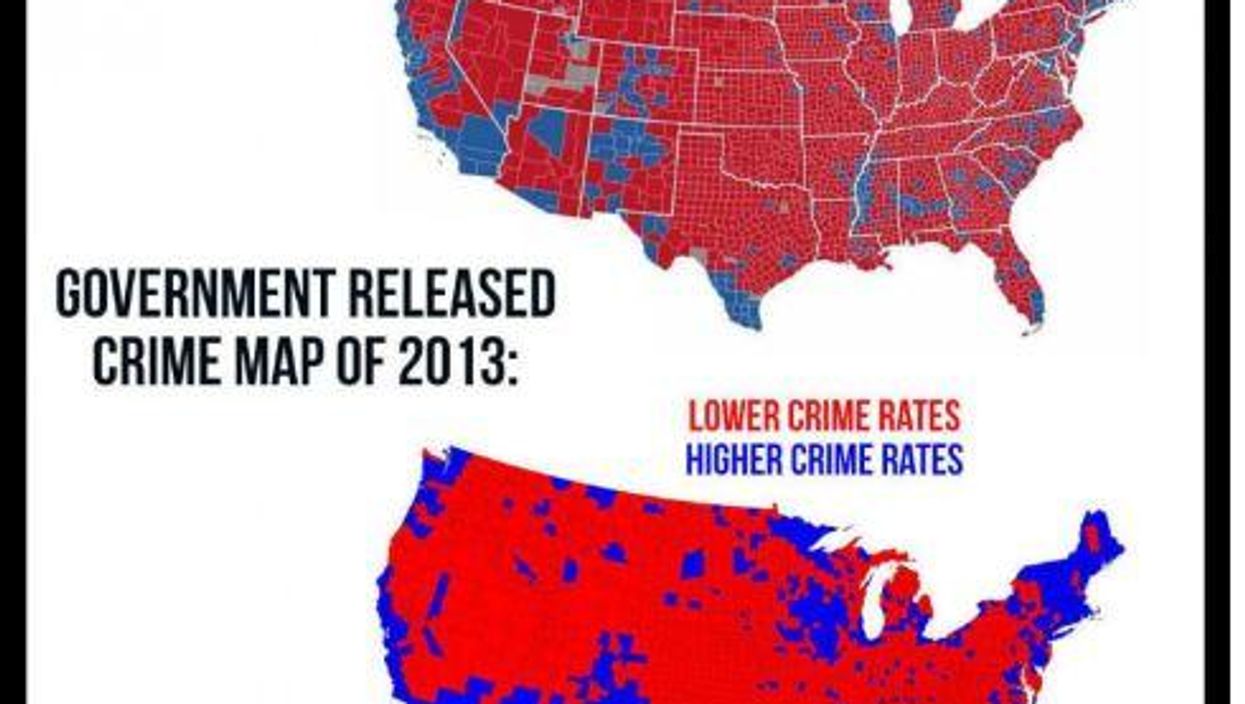 No, the viral image of 2016 election results and 2013 crime rates is not real