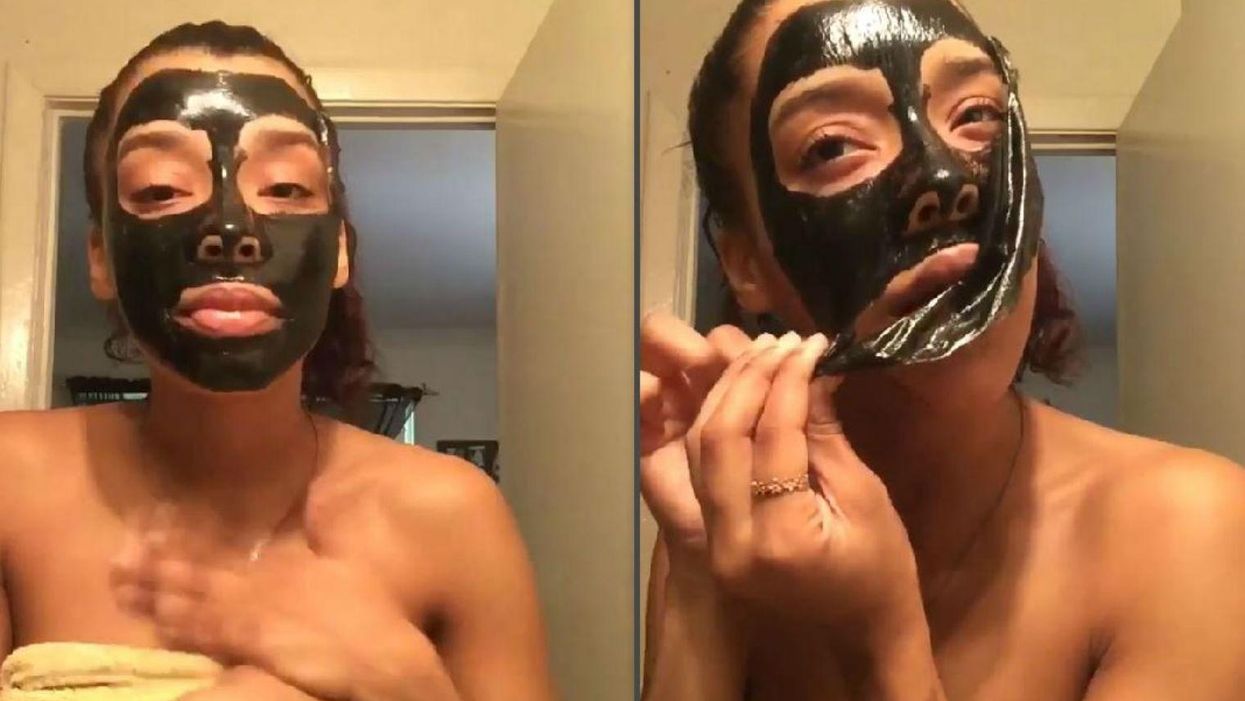 This girl put on a charcoal face mask - and instantly regretted it