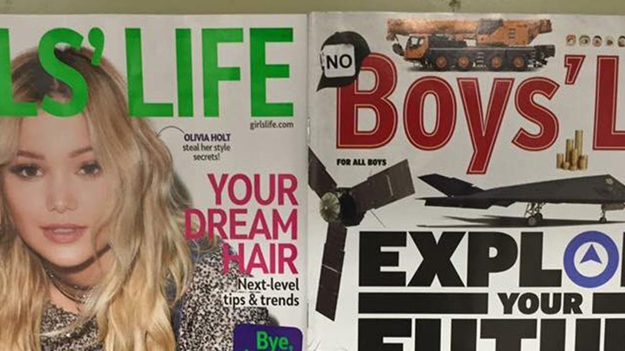 Spot the sexist difference between these girls' and boys' magazine covers
