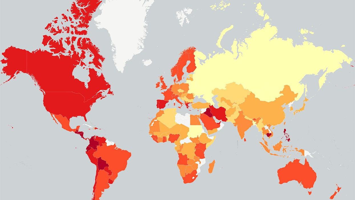 A map of the most emotional countries in the world