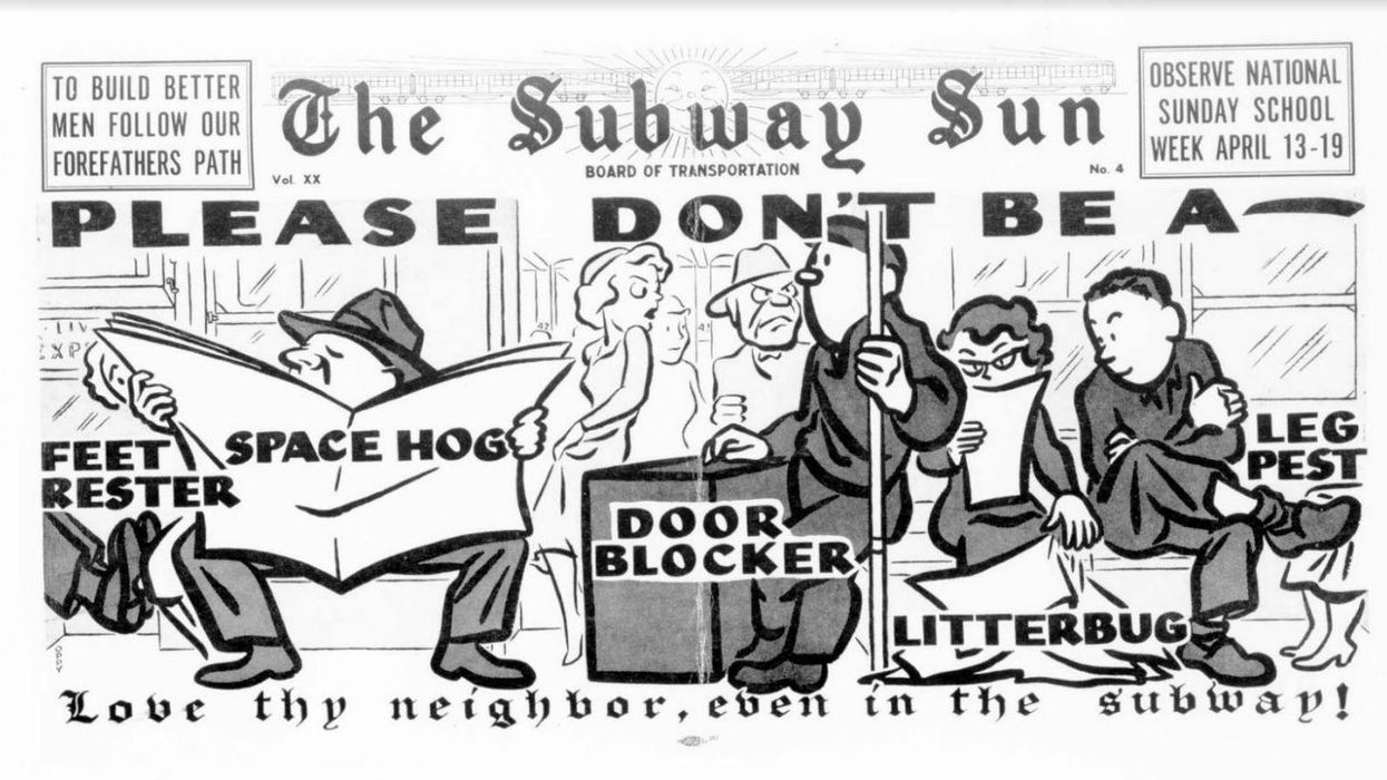 Manspreading has always been an issue and these vintage transport etiquette posters prove it