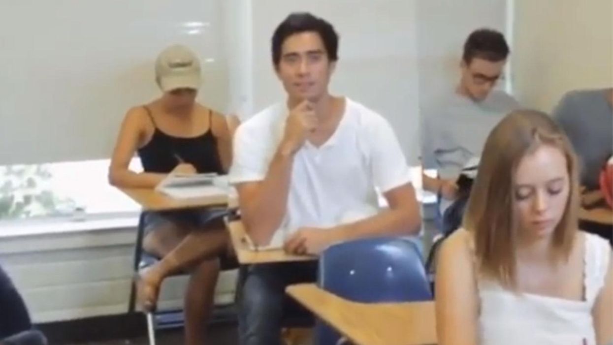 Man finds genius illusion that allows him to take a sneaky nap in class