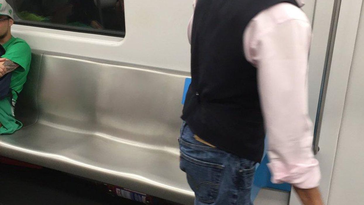 When someone gave up a seat for this grandpa he showed them it really wasn't necessary