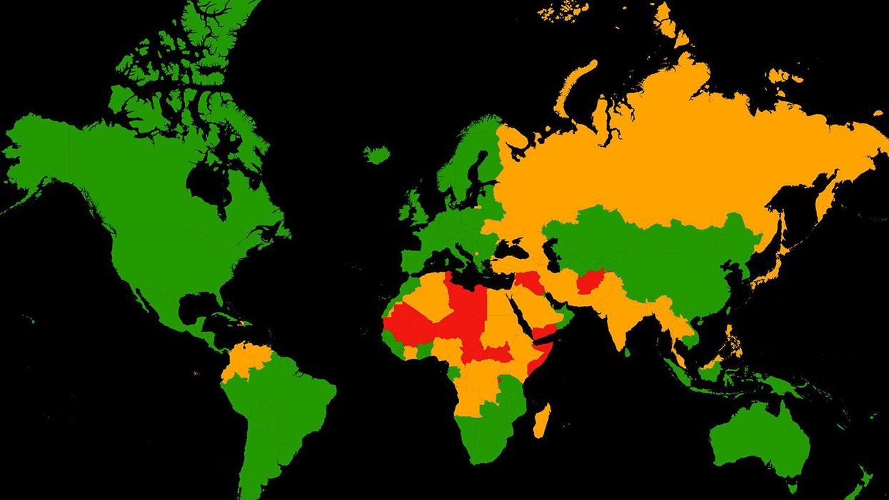 The most dangerous countries in the world for tourists - in one map
