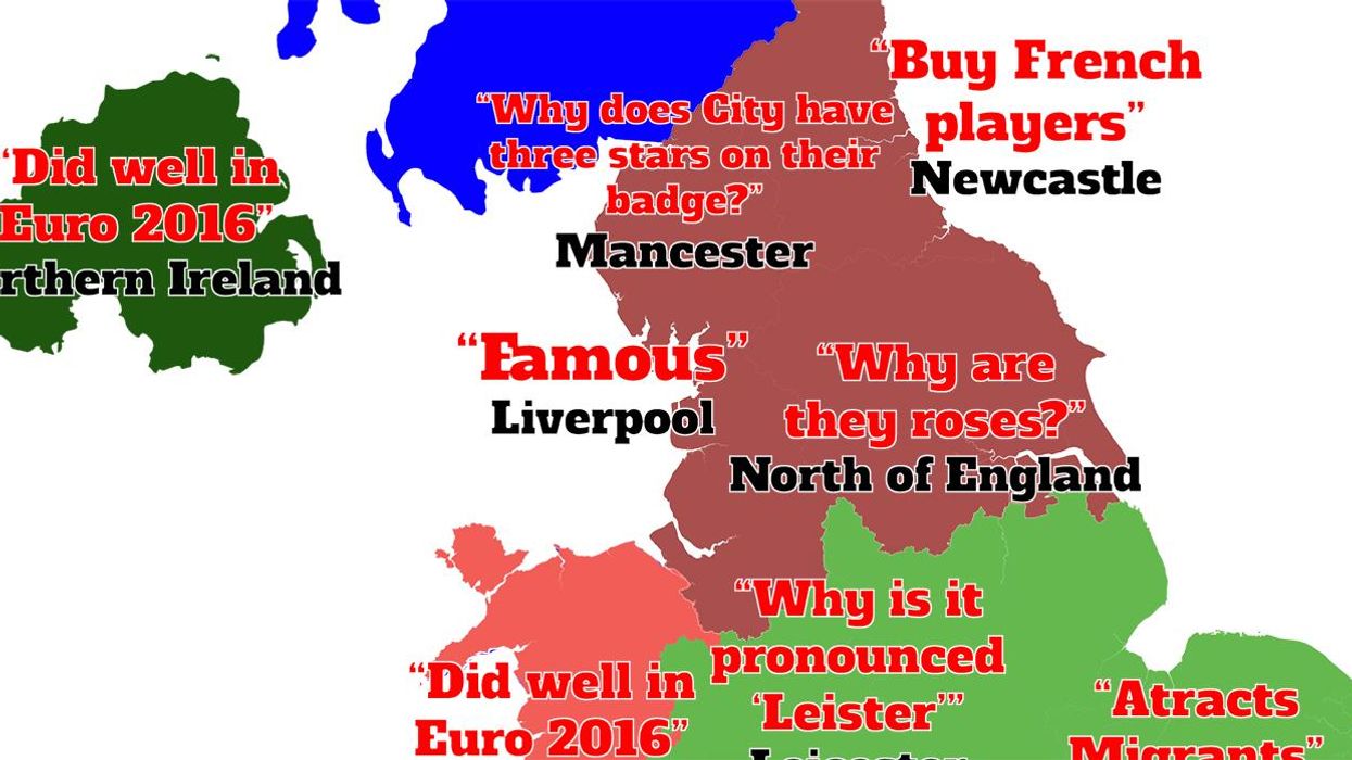 The stereotype map of the UK, according to the French
