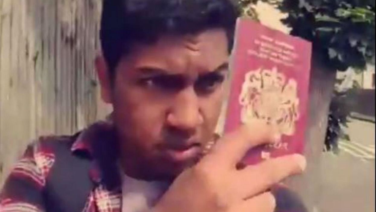 A man is walking around with his passport on display as a 'safety precaution' after Brexit