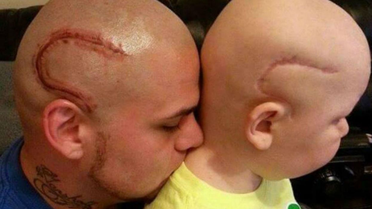 This dad got a tattoo on the side of his head for the best reason