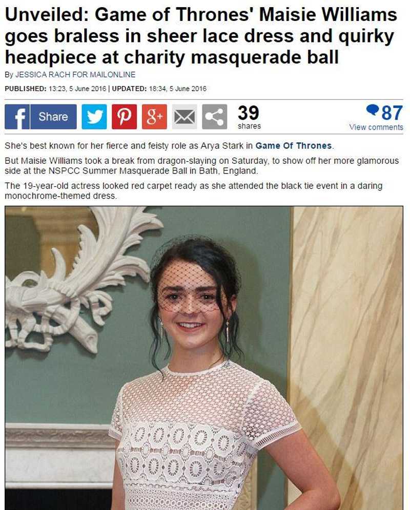 Game of Thrones' Maisie Williams just shut down the Daily Mail over a  headline | indy100 | indy100