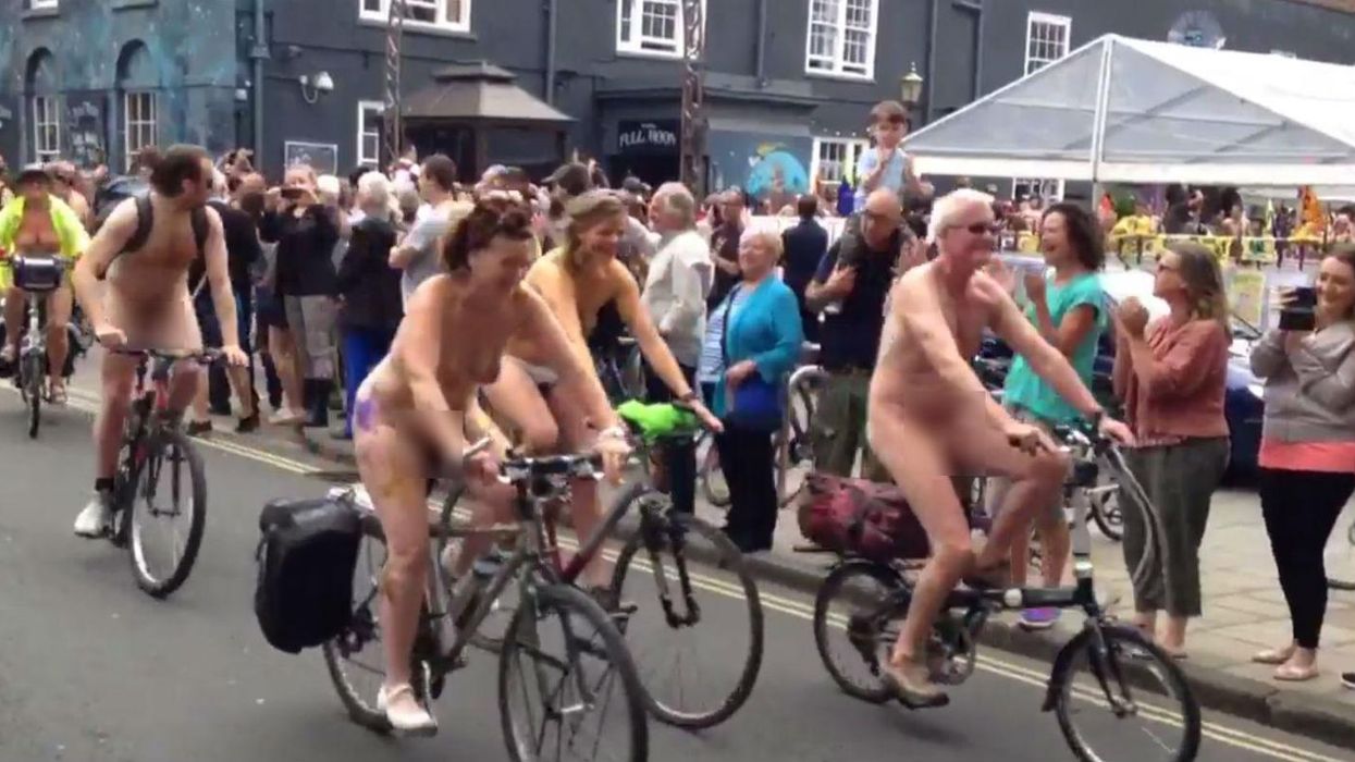An EDL protest in Bristol got well and truly upstaged by naked cyclists