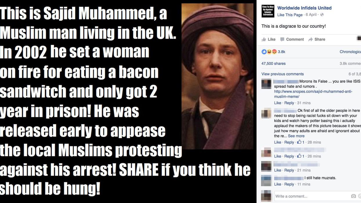 Proof that Islamophobes on Facebook will believe almost anything you tell them