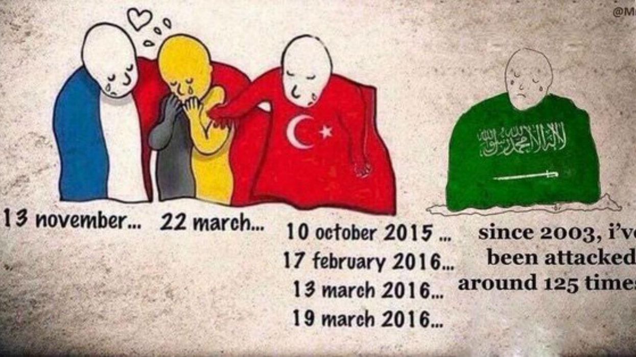 People in Saudi Arabia are sharing this new cartoon asking where our sympathy was for them