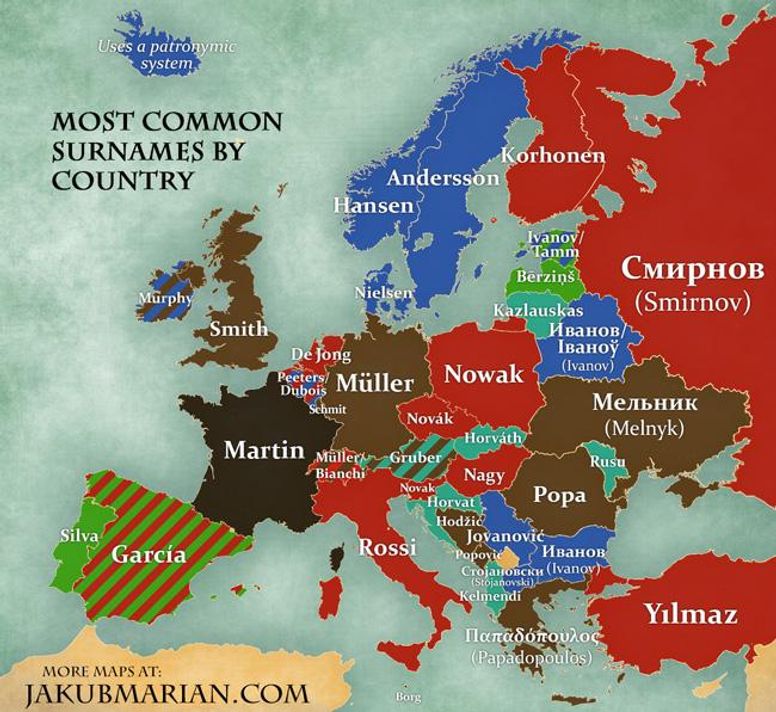 This shows common surnames in Europe | indy100 | indy100