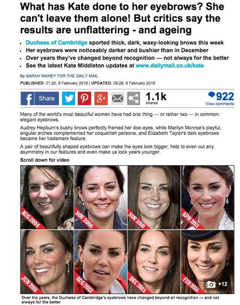 smertestillende medicin Sophie Assimilate The Daily Mail's unhealthy obsession with Kate Middleton's eyebrows - an  investigation | indy100 | indy100