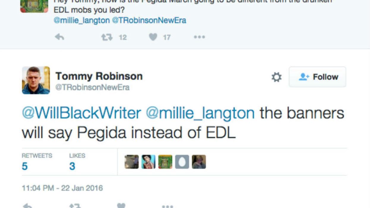 Tommy Robinson denied and then admitted to this hilarious tweet about Pegida and the EDL