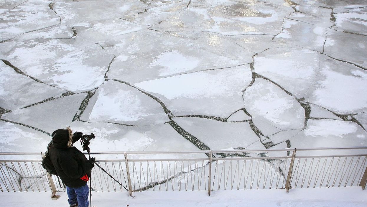 Someone has drawn a giant penis on thin ice and officials don't know what to do about it