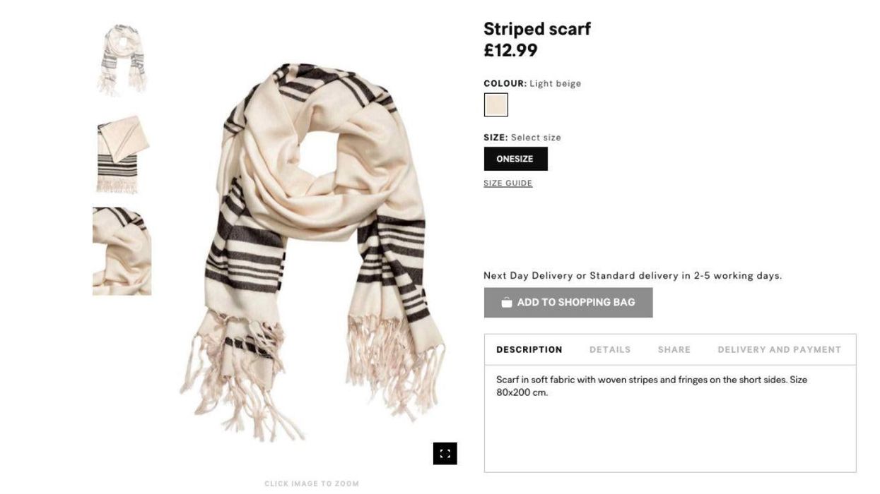This H&M scarf has made some people very angry for its resemblance to a Jewish prayer shawl