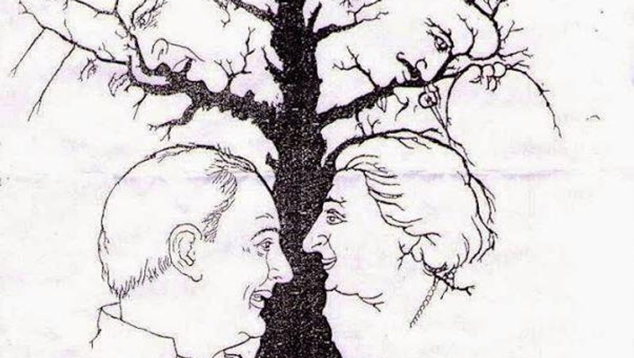 Can you work out how many faces are hidden in the tree? The internet has rediscovered this great illusion