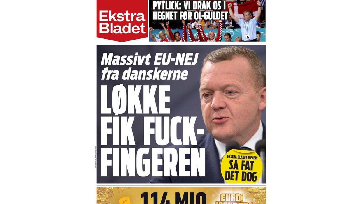 Meanwhile, in Denmark, this front page happened
