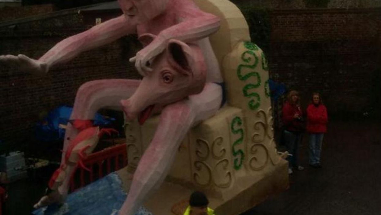 Giant effigies of David Cameron and a pig are going to be burned at the stake