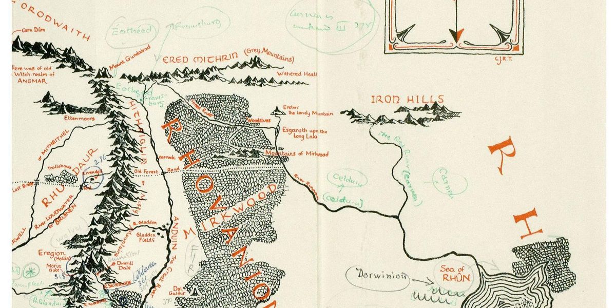 A never-before-seen map of Middle-earth annotated by JRR Tolkien was ...