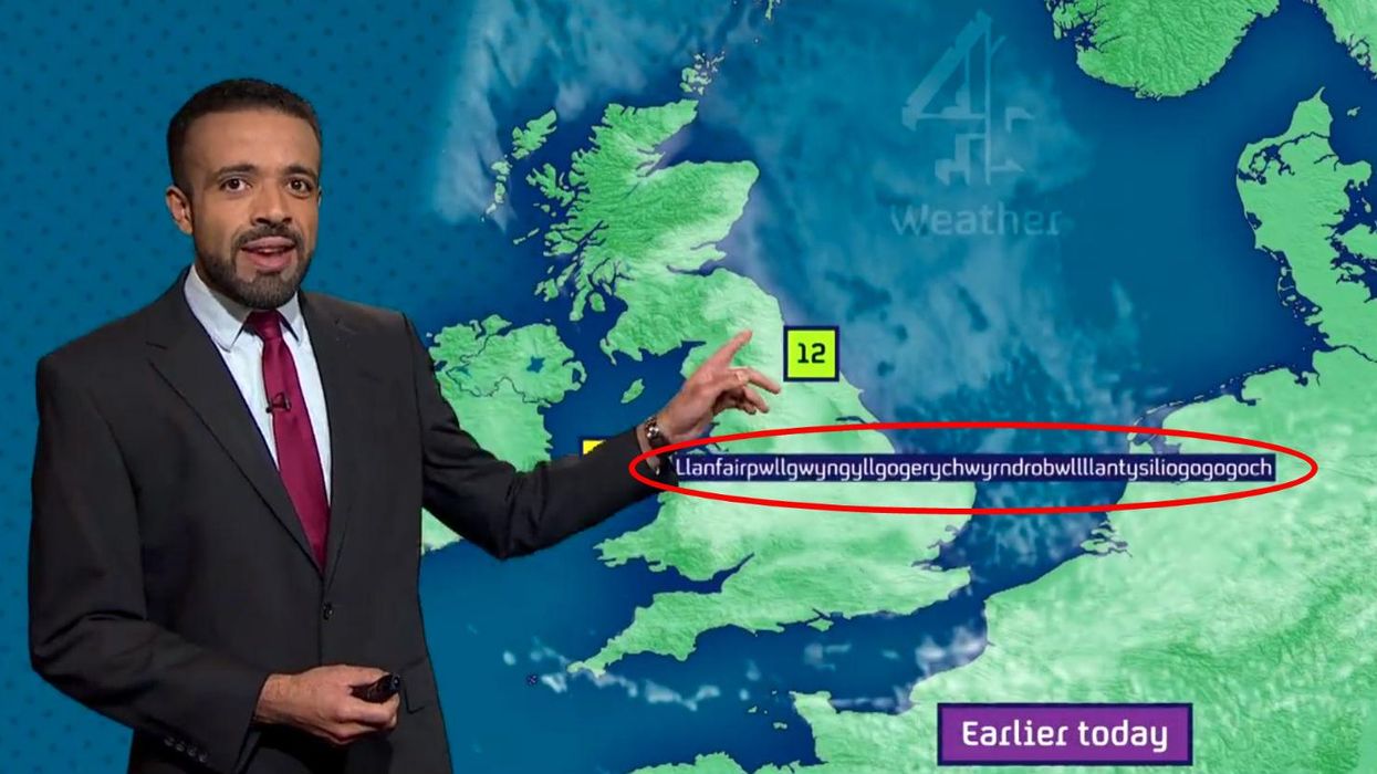Weather presenter says Llanfairpwllgwyngyllgogerychwyrndrobwllllantysiliogogogoch - absolutely nails it