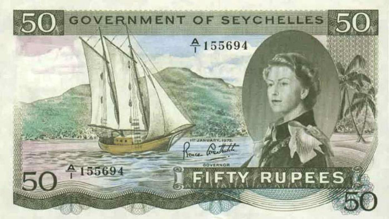 Did the Seychelles really hide the word 'sex' in this 50 rupee note?