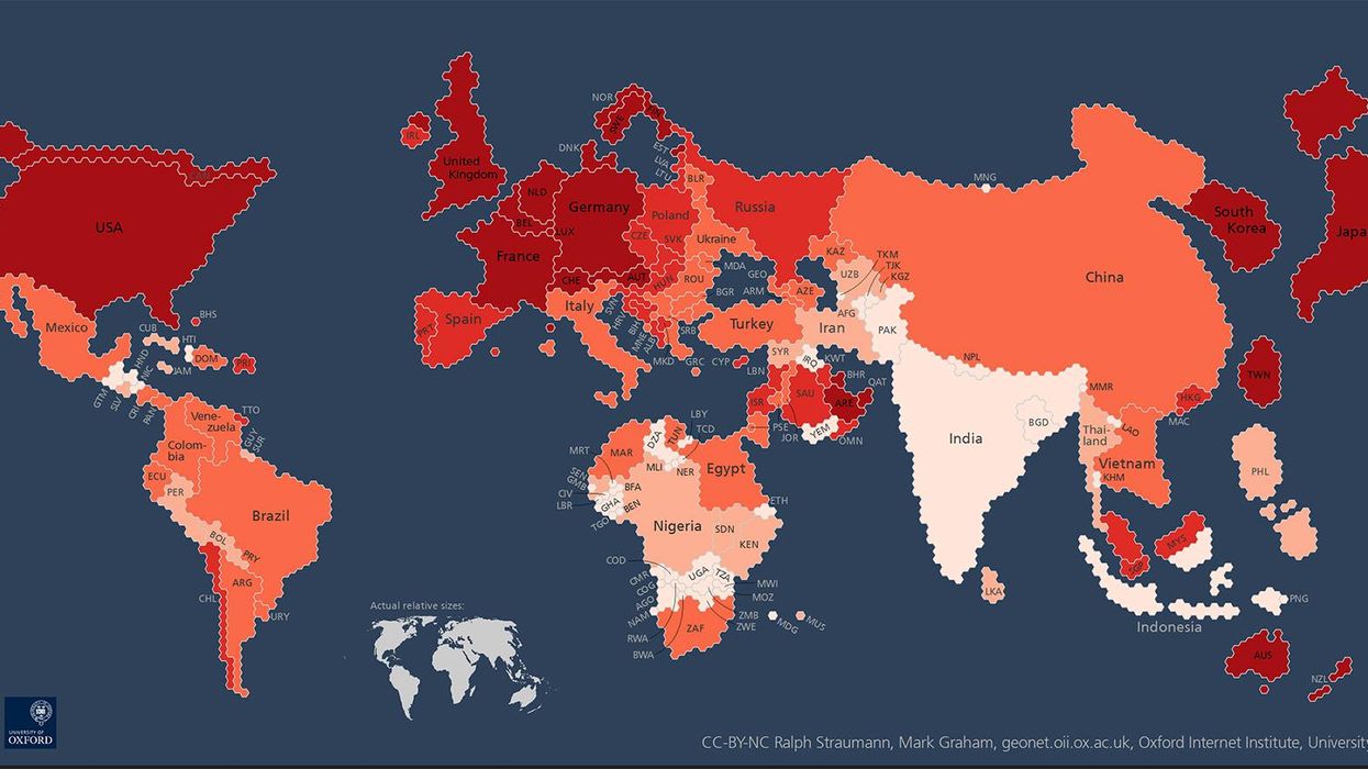 The world population map with a difference