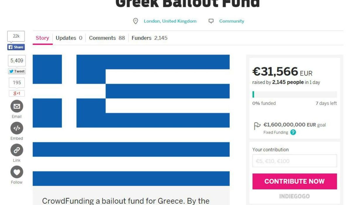 A man is trying to crowdfund €1.6bn to bail out Greece and wants your help