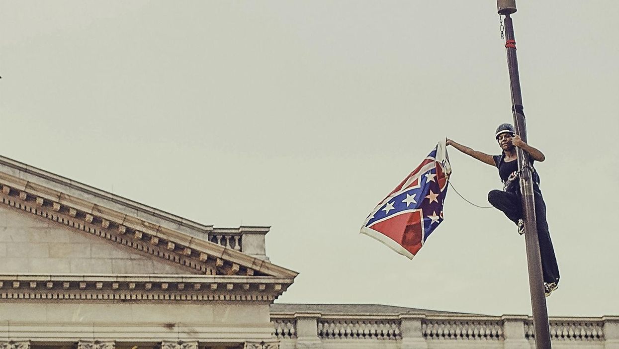 The Confederate flag was removed from South Carolina's statehouse by an activist in climbing gear