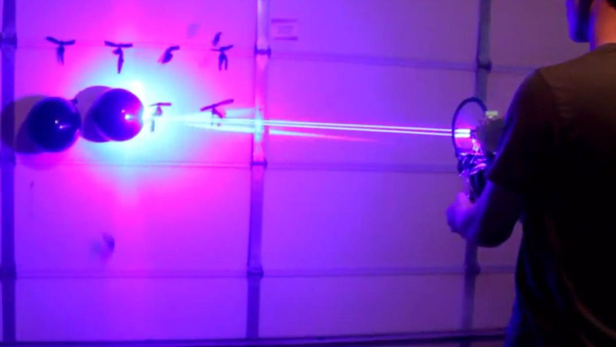 Someone built a homemade laser shotgun to show science is fun