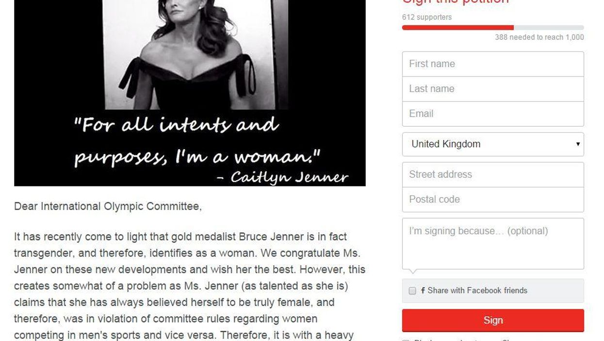 About that hateful petition to remove Caitlyn Jenner's Olympic medal