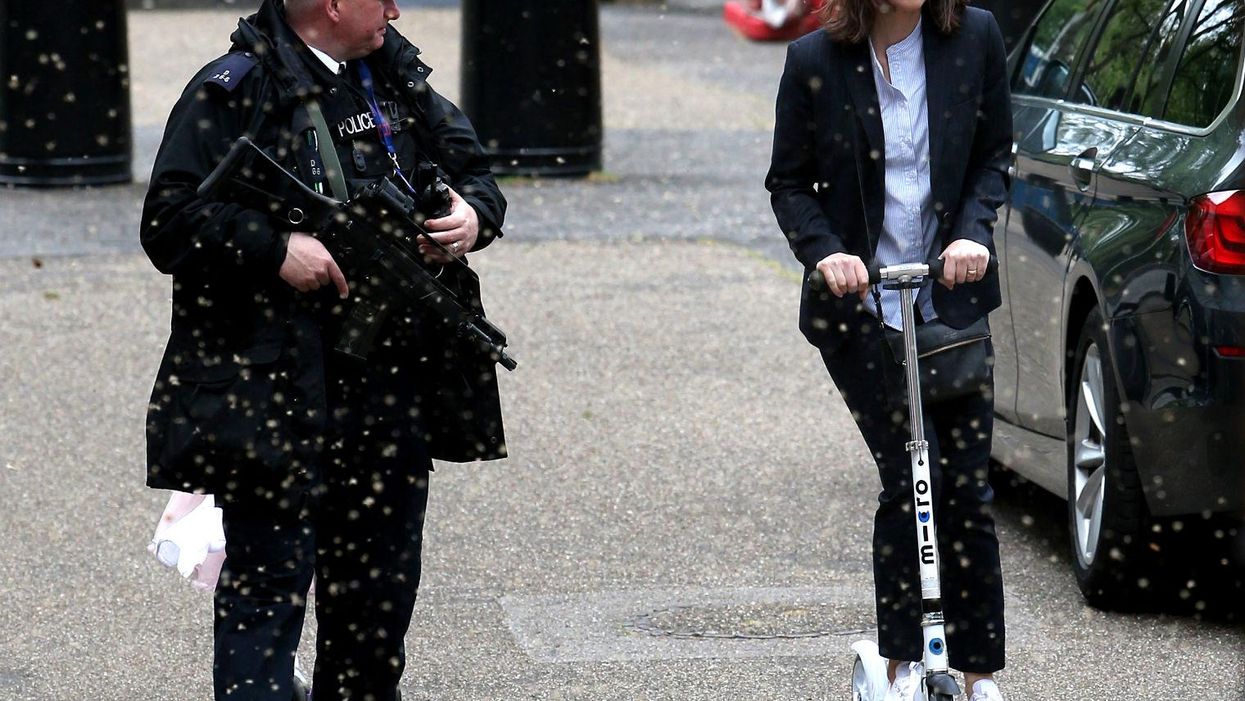 Just Samantha Cameron on a scooter outside Downing Street