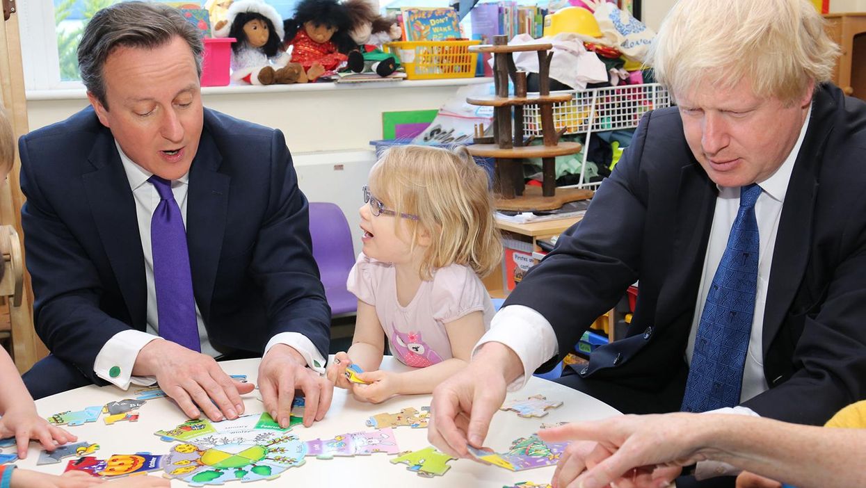 David Cameron and Boris Johnson took nine minutes to complete a puzzle for toddlers