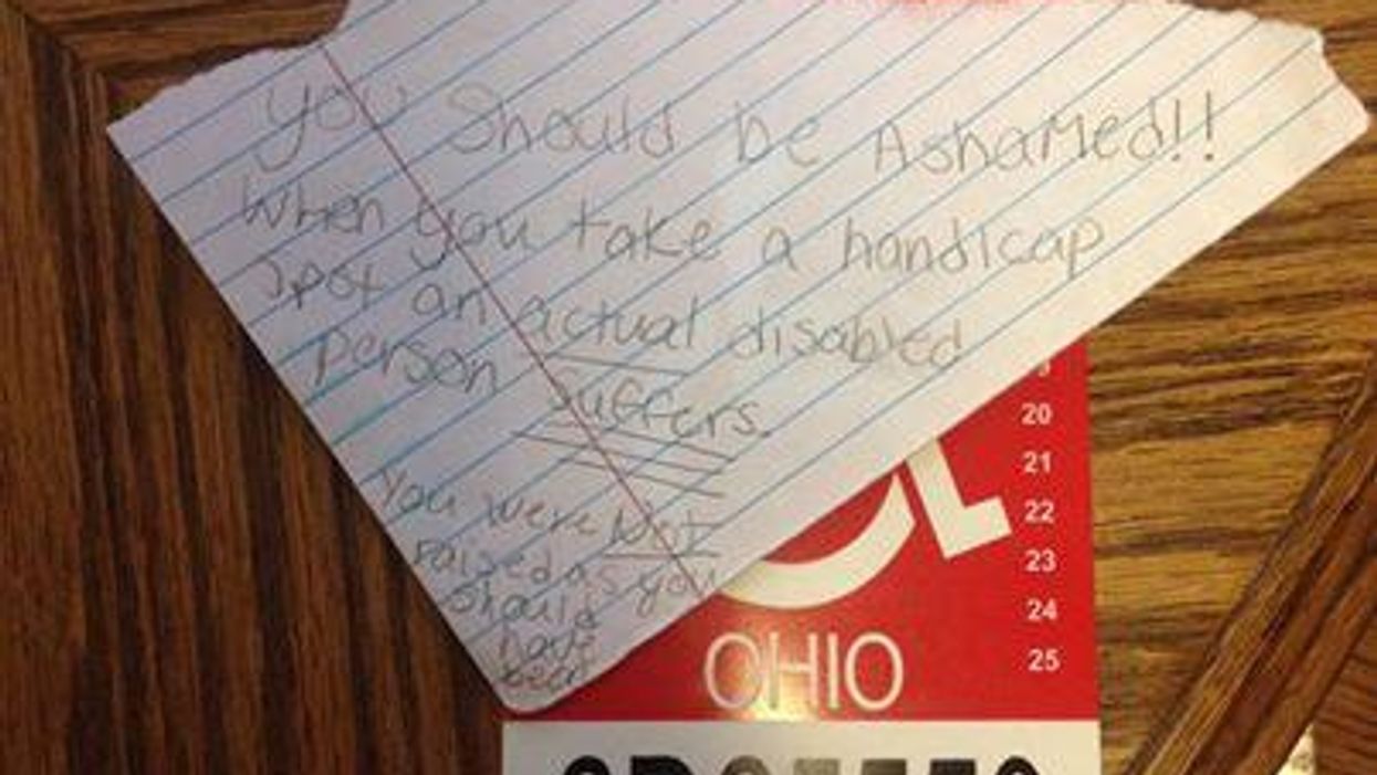 Someone leaves angry note on disabled woman's car, gets amazing open response