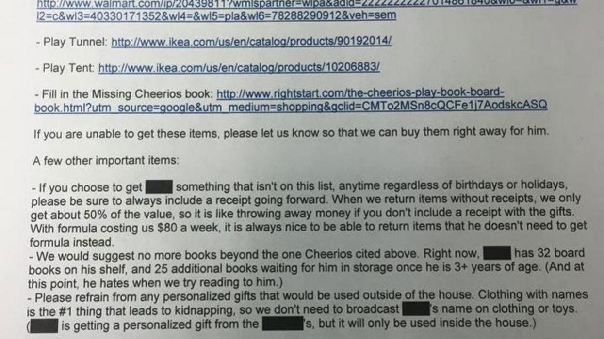 Presenting the most demanding birthday list email ever sent