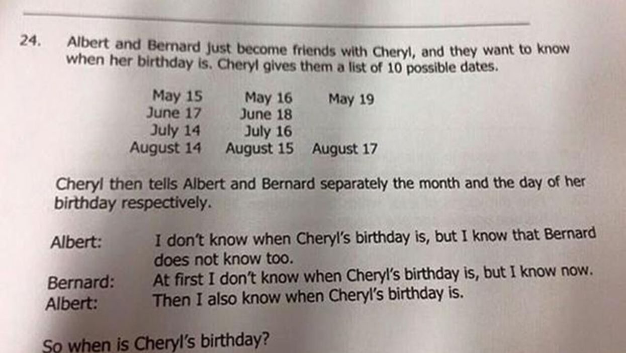 Here's a quiz you'll probably find even harder than Cheryl's birthday