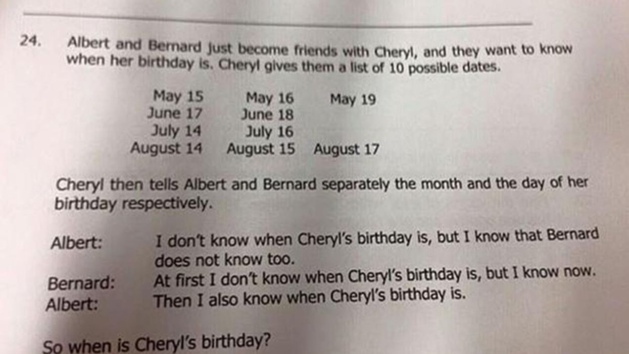 Here's a quiz you'll probably find even harder than Cheryl's birthday