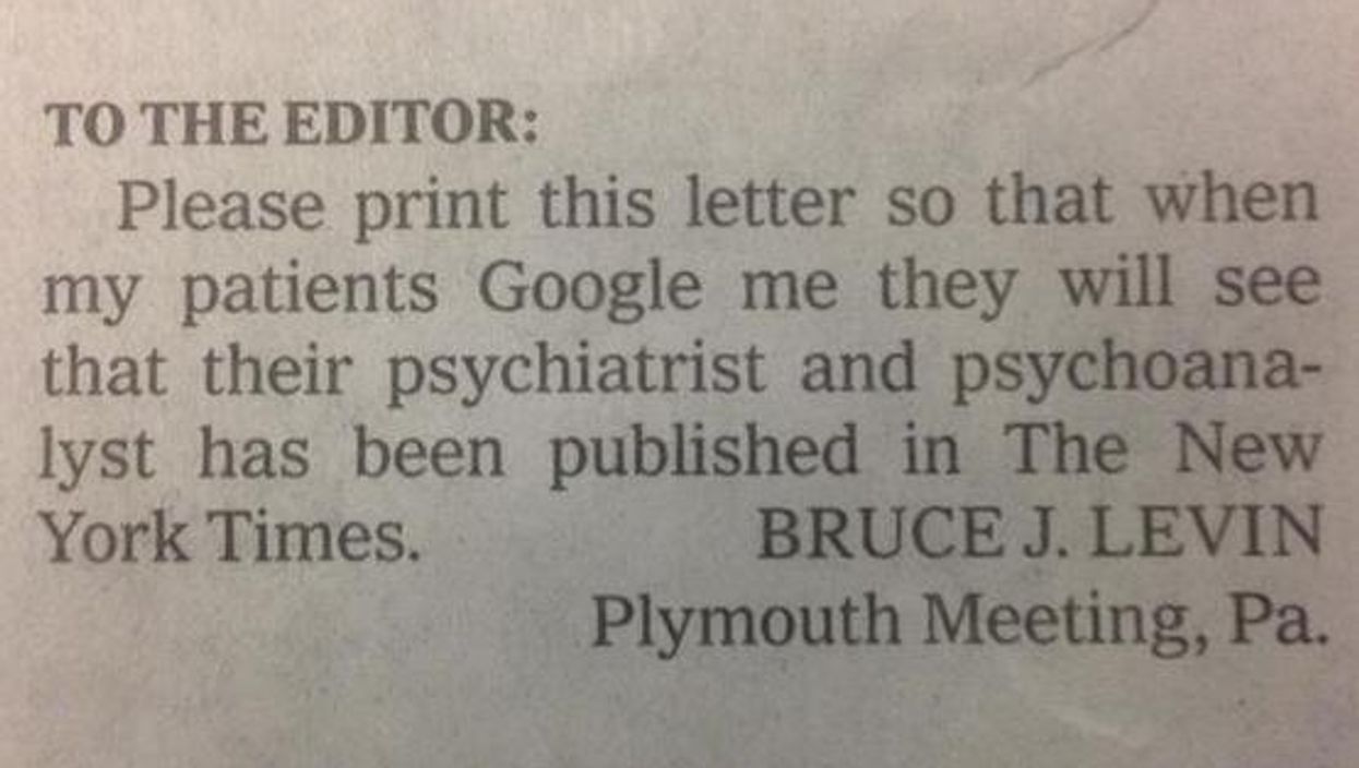 Presenting one of the most enterprising newspaper letters of all time