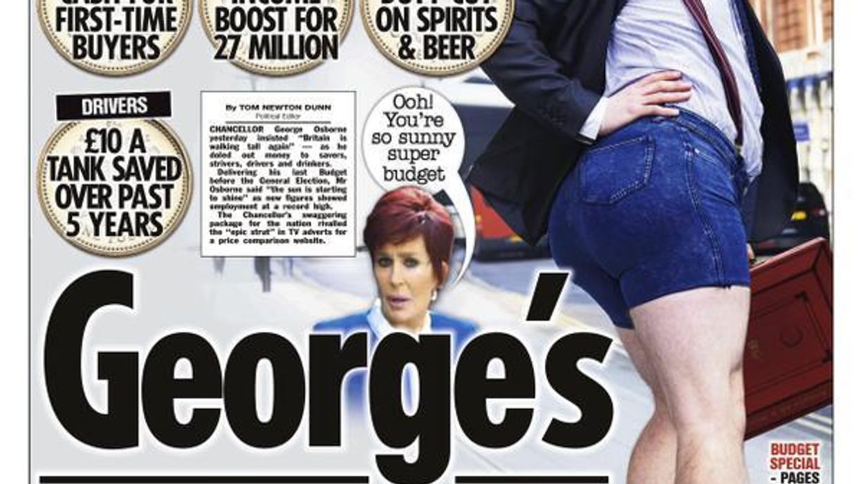 George Osborne says this Sun front page nearly made him spill his coffee