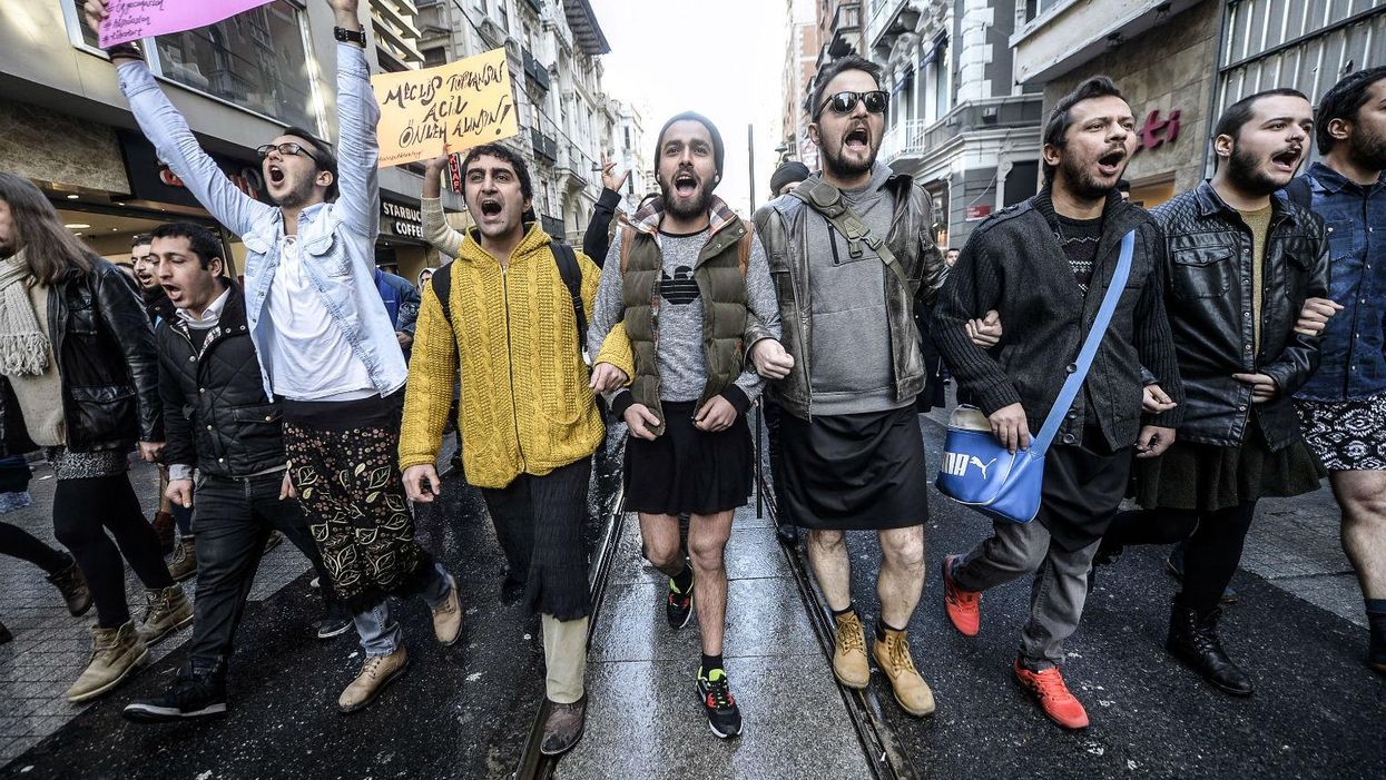 Turkish men are wearing miniskirts to campaign for women's rights