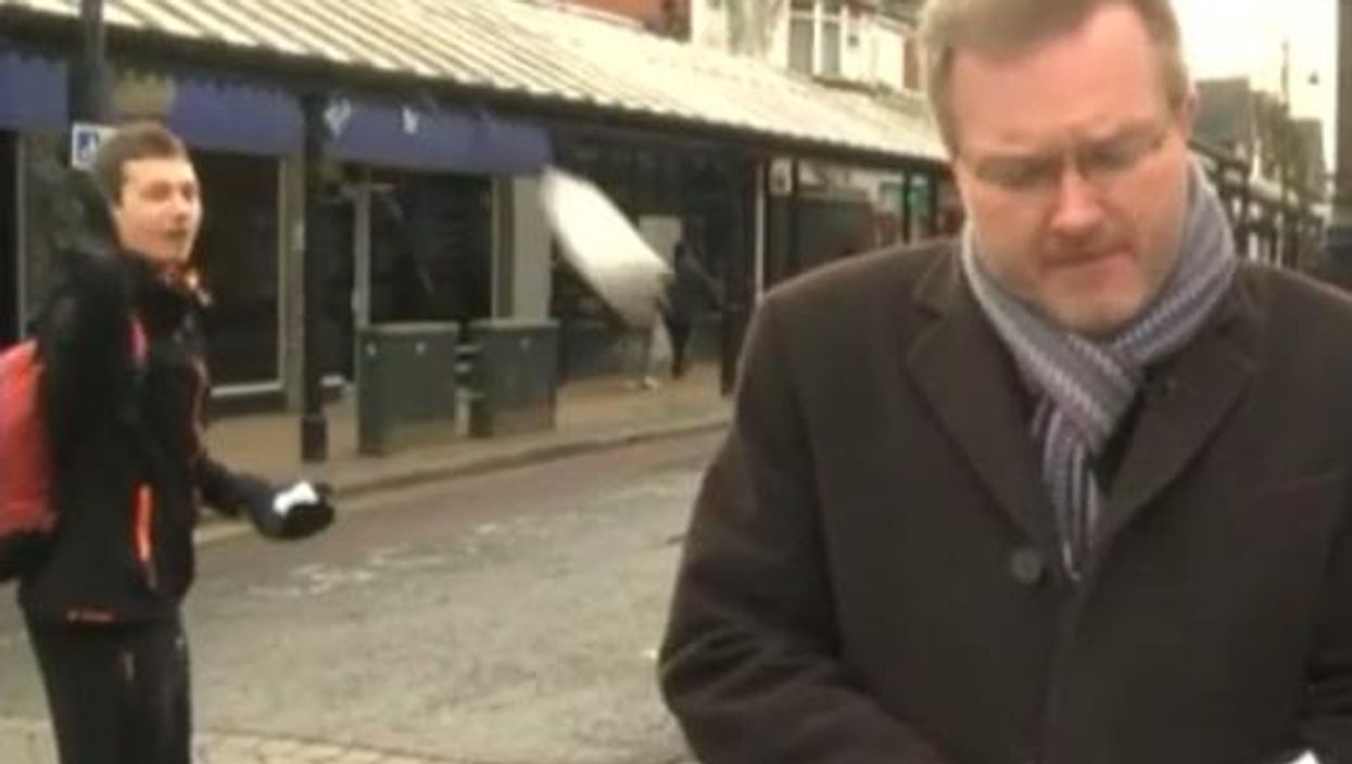 BBC journalist snowballed live on air, carries on regardless