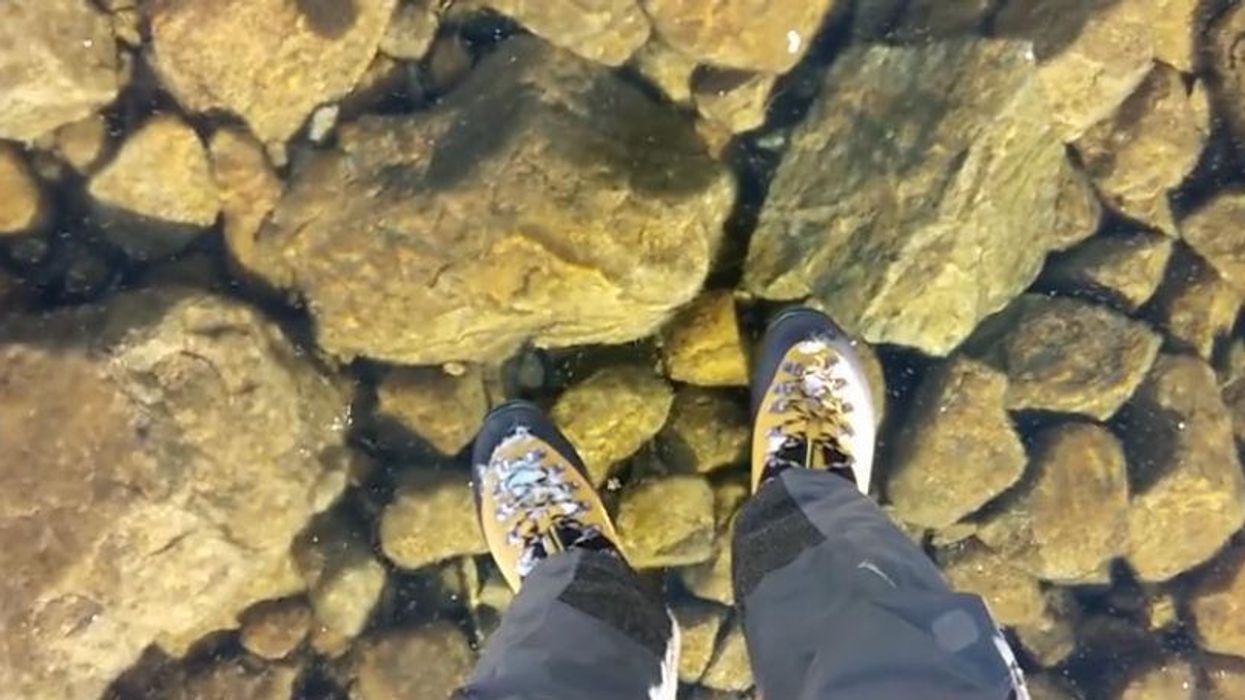 Walking over a crystal clear frozen lake is what dreams are made of