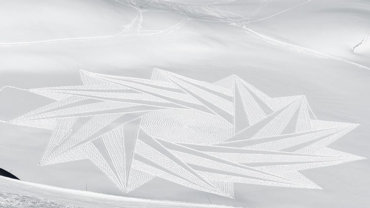This stunning snow art was created by one man and his compass