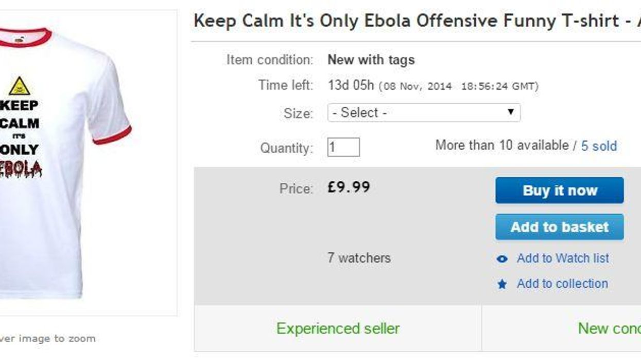 Yes, people are actually selling "funny Ebola" t-shirts and mugs online
