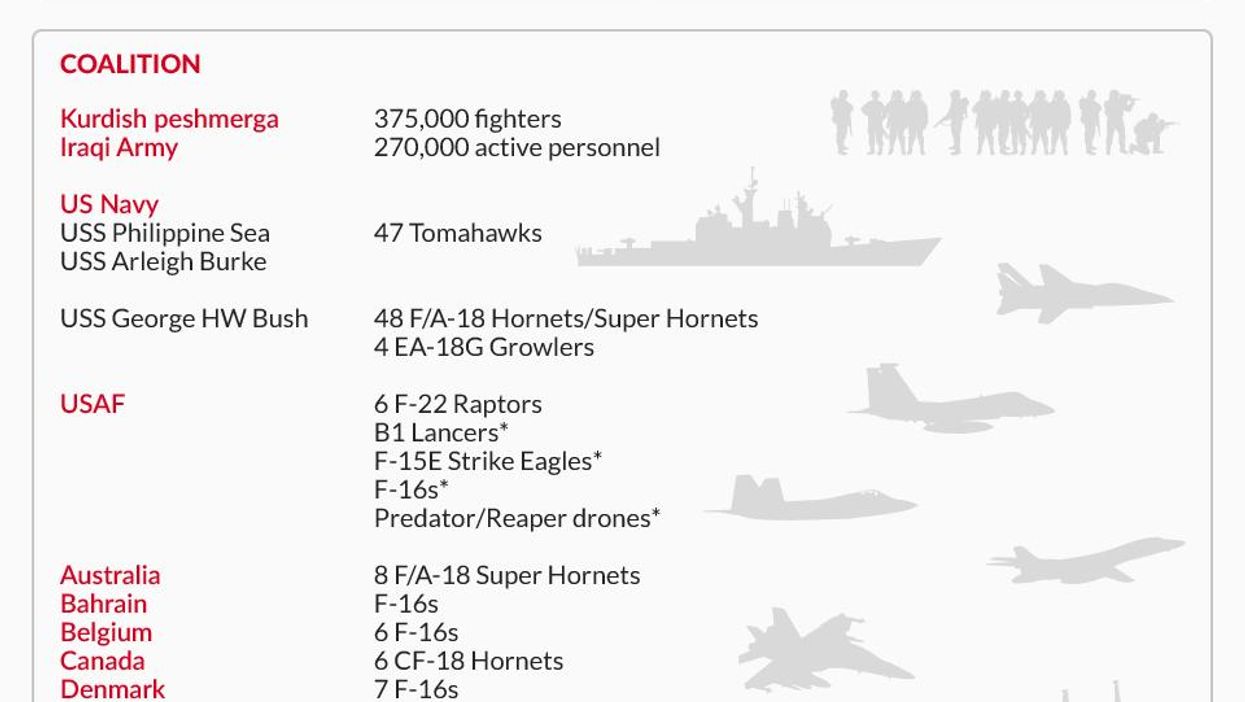 Graphic: the coalition of the willing versus Isis